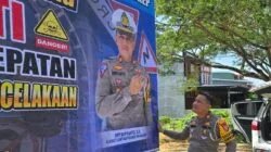 Rawan Laka, Satlantas Polres Pangkep Pasang Spanduk Himbauan