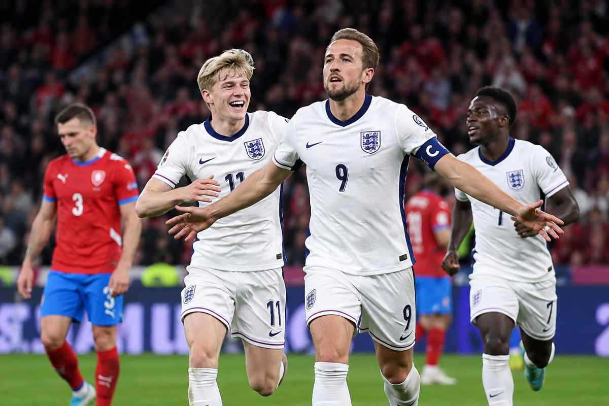 Timnas Inggris merayakan kemenangan 2-0 atas Republik Ceko di UEFA Nations League.