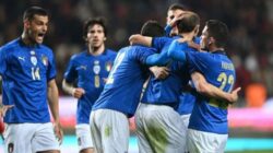 Pemain Timnas Italia merayakan gol dalam kemenangan 4-1 atas Turki di UEFA Nations League 2026/27.