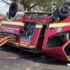 Mobil Damkar Pangkep Terbalik Saat Melaju ke Lokasi Kebakaran, Dua Petugas Gugur