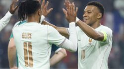 Michael Olise merayakan gol kemenangan Prancis atas Belgia di UEFA Nations League 2026/27.