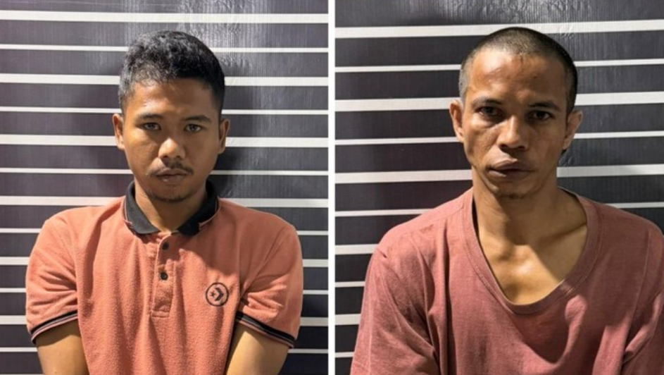 Dua pelaku pencurian pompa air di Bantaeng, usai ditangkap.