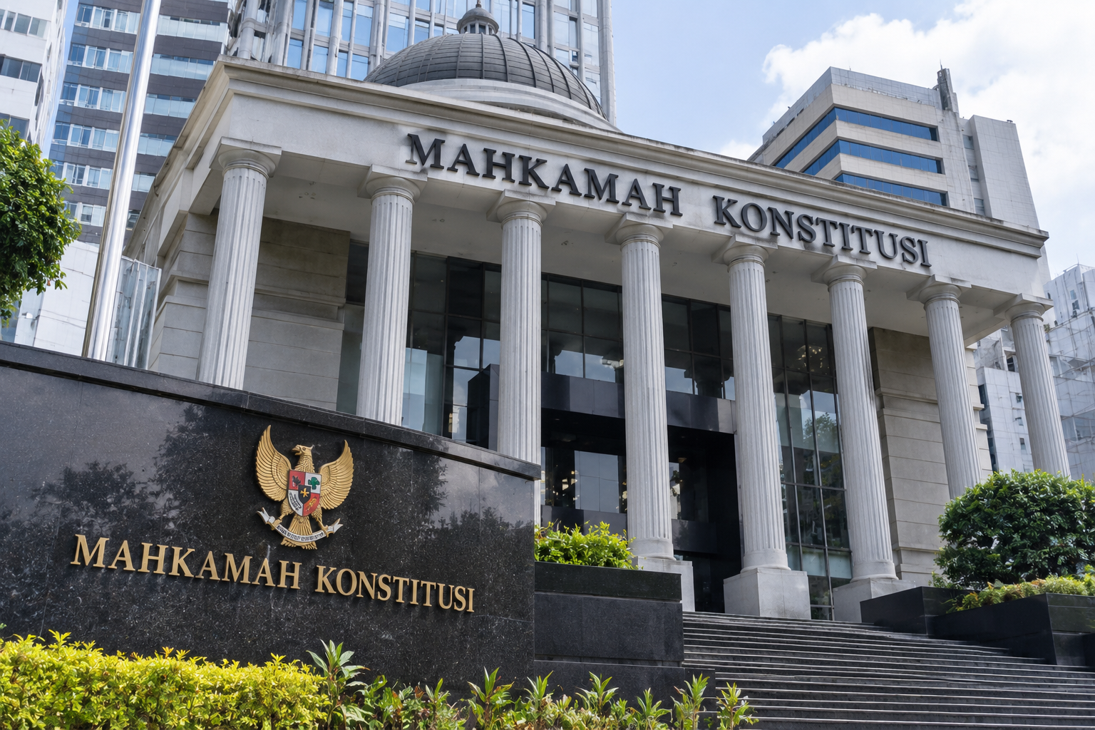 Gedung Mahkamah Konstitusi di Jakarta dalam perkara syarat pendidikan calon.