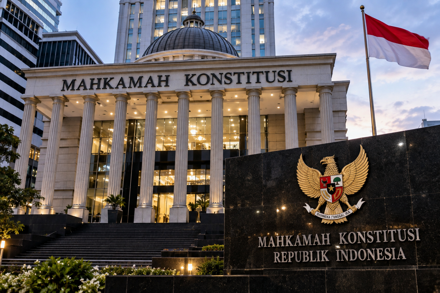 Gedung Mahkamah Konstitusi menjelang pembacaan putusan gugatan Gibran