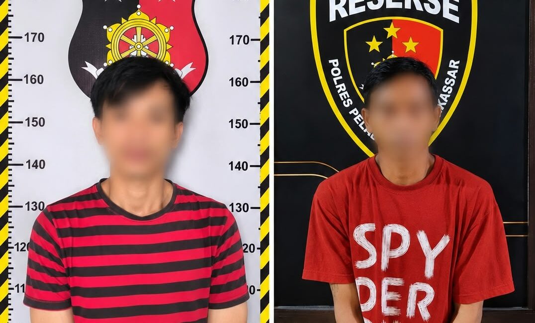 Dua pelaku Curanmor saat diamankan pihak kepolisian Polres Pelabuhan Makassar. (Ist)