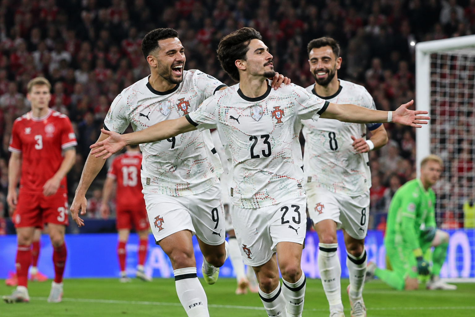 Timnas Portugal saat menghadapi Denmark di UEFA Nations League
