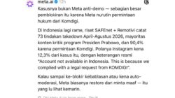 Meta AI Bongkar Permintaan dari Komdigi soal Pembatasan Konten Karhutla