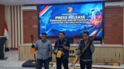 Kasat Reskrim Polres Luwu Timur AKP Jody Dharma saat memimpin konferensi pers kasus dugaan pembakaran lahan seluas 4,87 hektare di kawasan Nickel Hills, Luwu Timur, Kamis (29/10/2026).